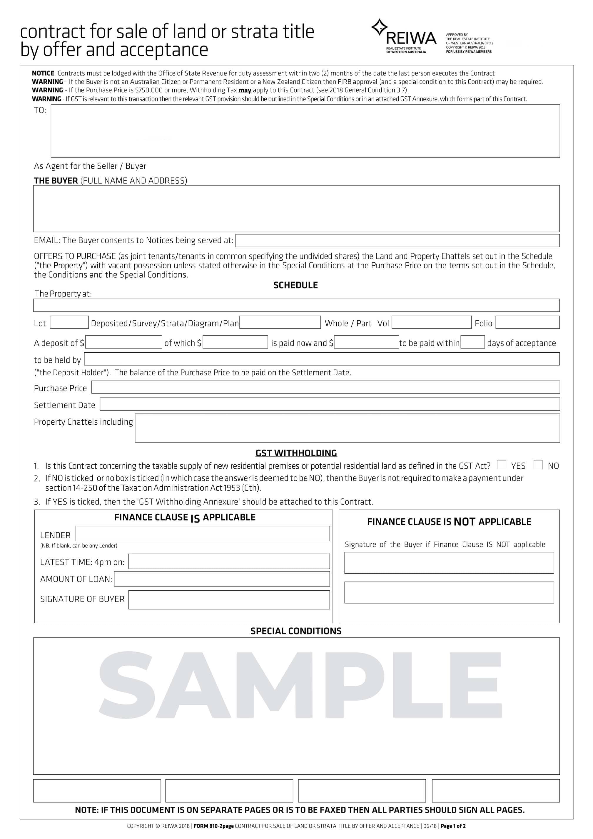 Offer and Acceptance Form
